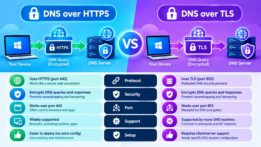 DNS over HTTPS vs DNS over TLS
